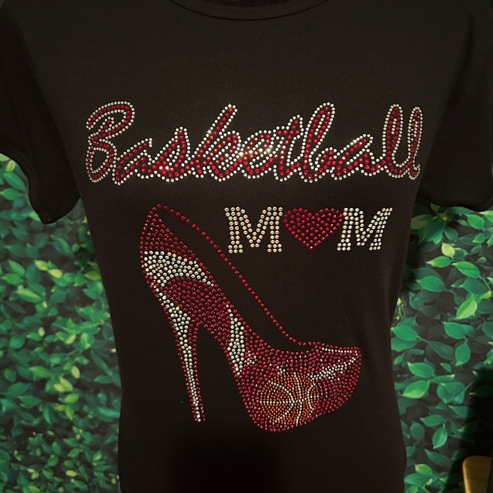 Basketball Mom T-Shirt with Rhinestone Design